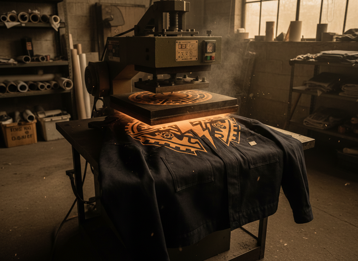 Direct transfer printing detail on workwear