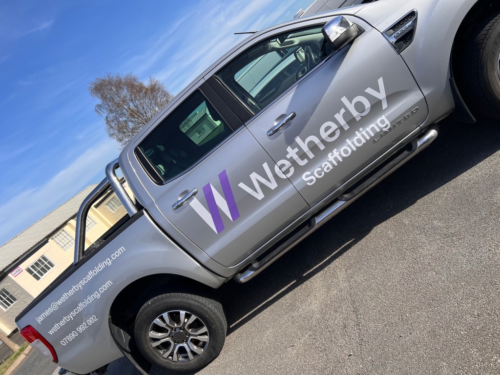 Wetherby Scaffolding pickup truck graphics
